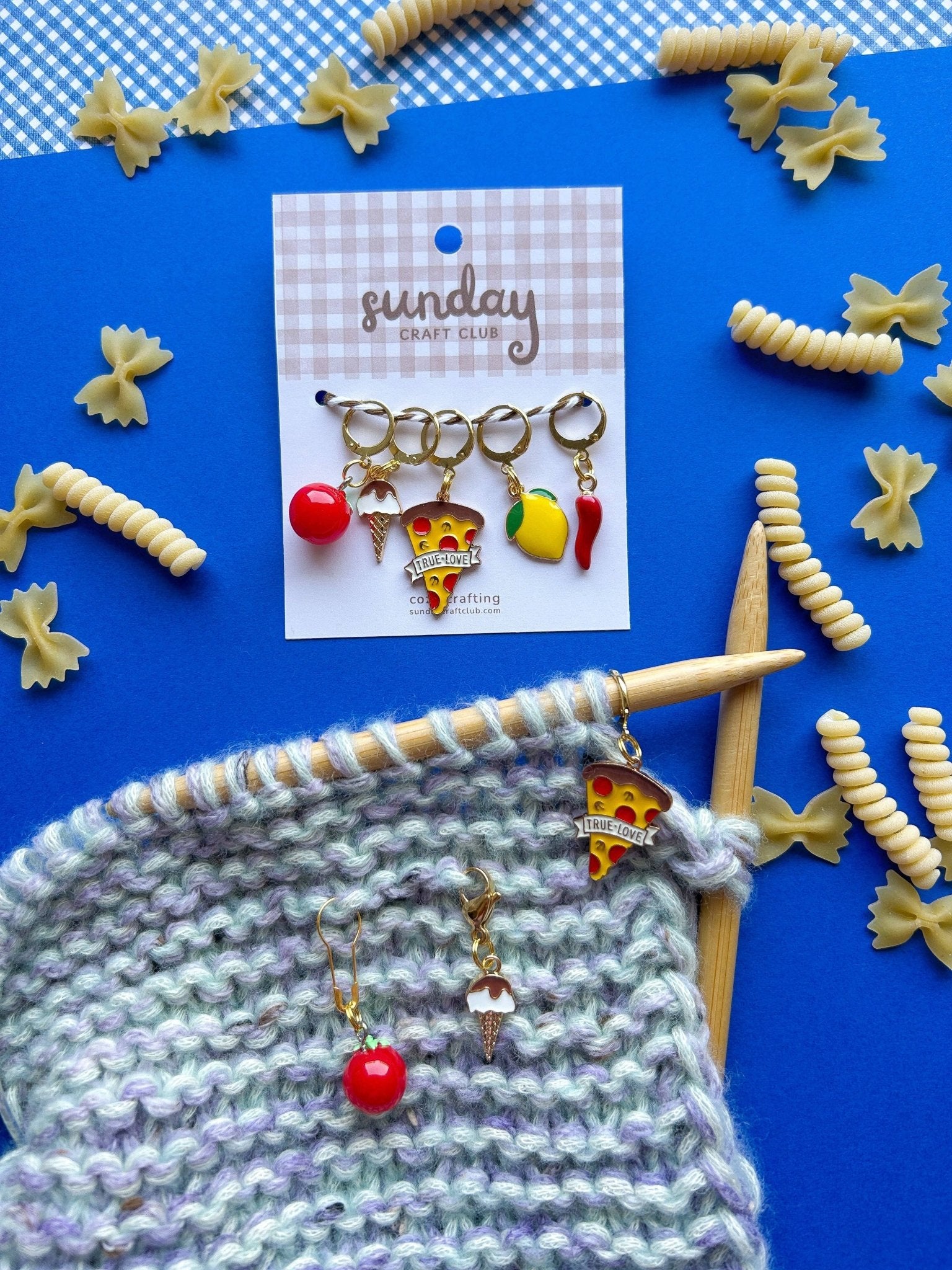 Summer in Italy Stitch Marker Set, Progress Keepers, Knitting and Crochet (Choose your Clasp) - homesewn