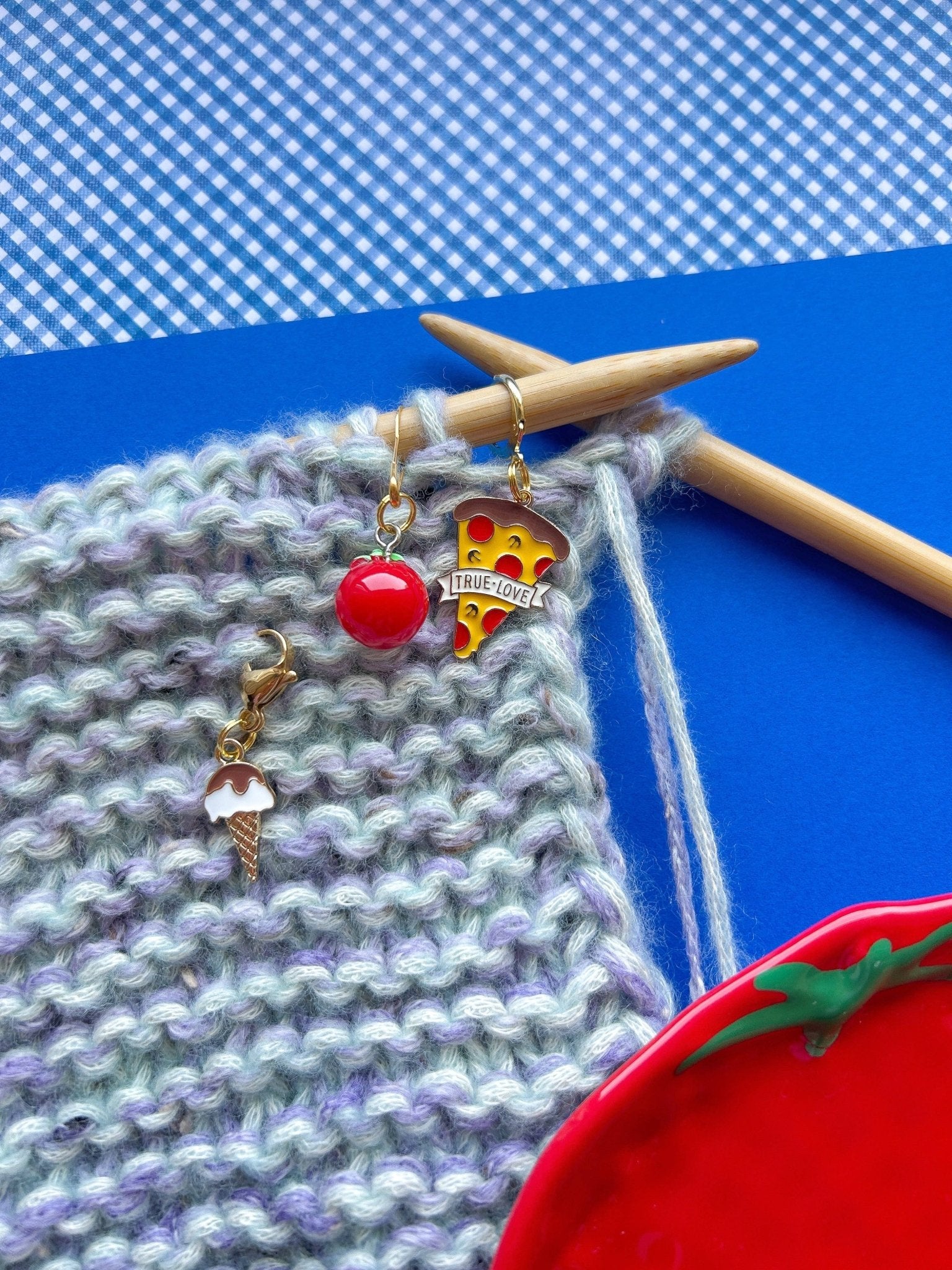 Summer in Italy Stitch Marker Set, Progress Keepers, Knitting and Crochet (Choose your Clasp) - homesewn