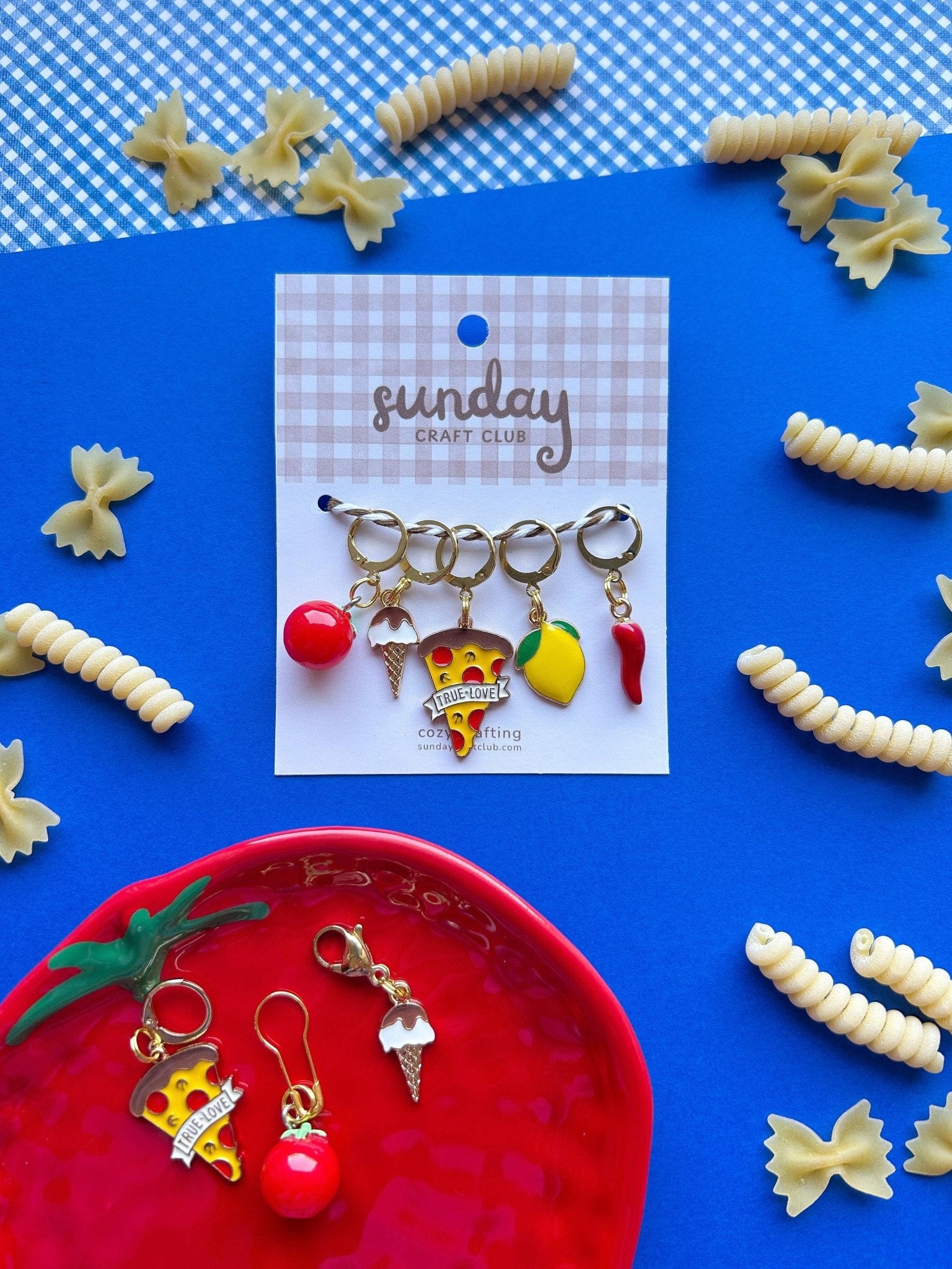 Summer in Italy Stitch Marker Set, Progress Keepers, Knitting and Crochet (Choose your Clasp) - homesewn