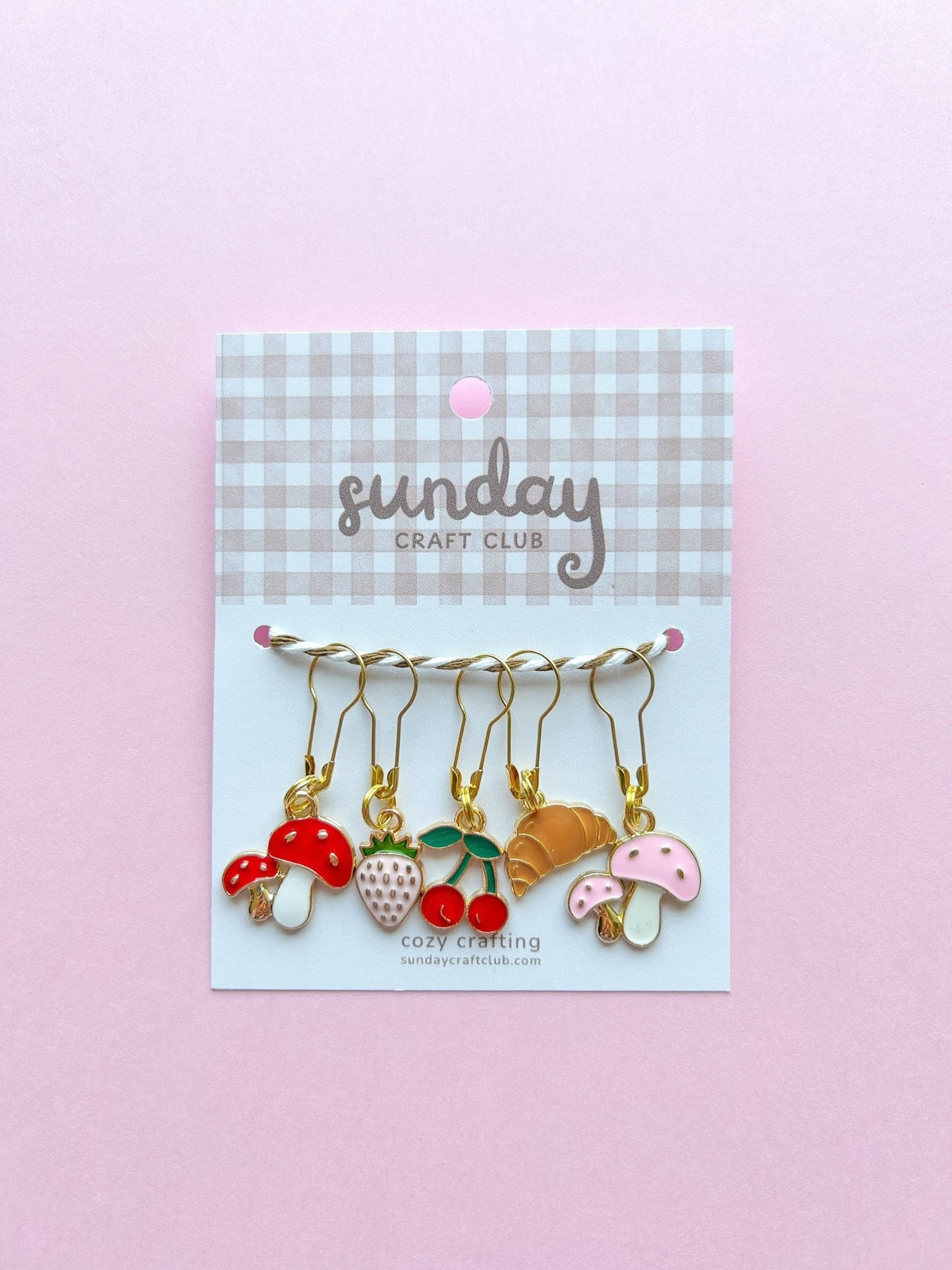 Sunday Market Stitch Marker Set, Progress Keepers, Knitting and Crochet (Choose your Clasp) - homesewn