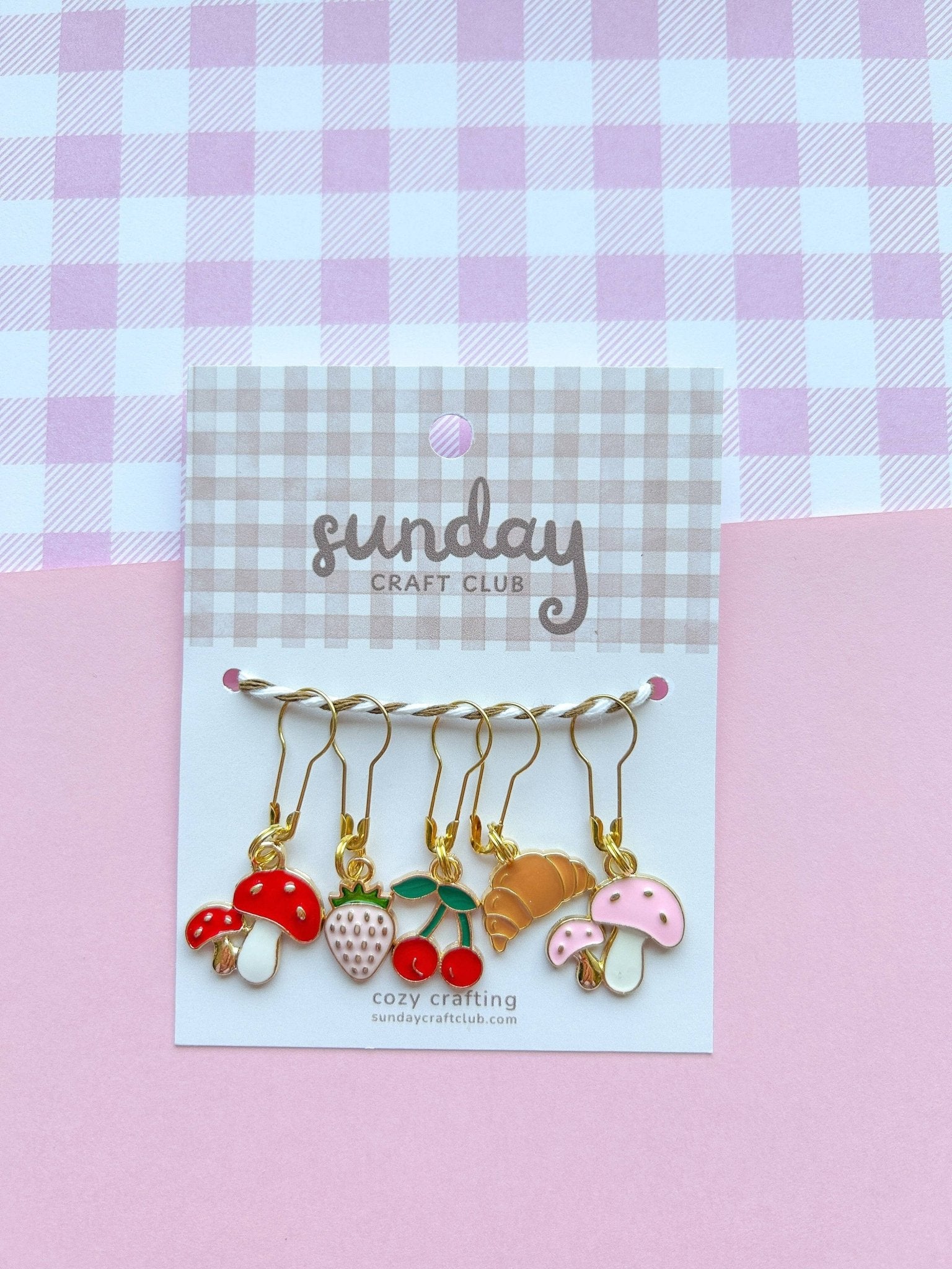 Sunday Market Stitch Marker Set, Progress Keepers, Knitting and Crochet (Choose your Clasp) - homesewn