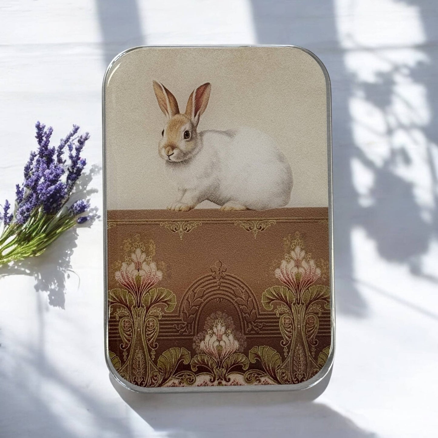 Sweet White Bunny Notions Tin - homesewn