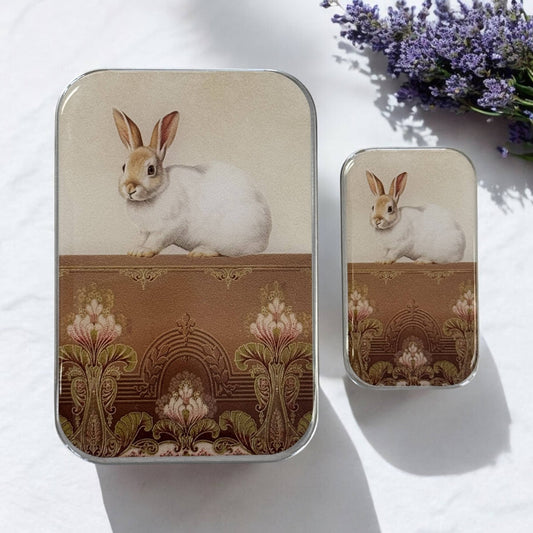 Sweet White Bunny Notions Tin - homesewn