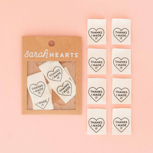 Thanks I Made It Heart Organic Cotton - Sewing Quilt and Garment Labels - homesewn