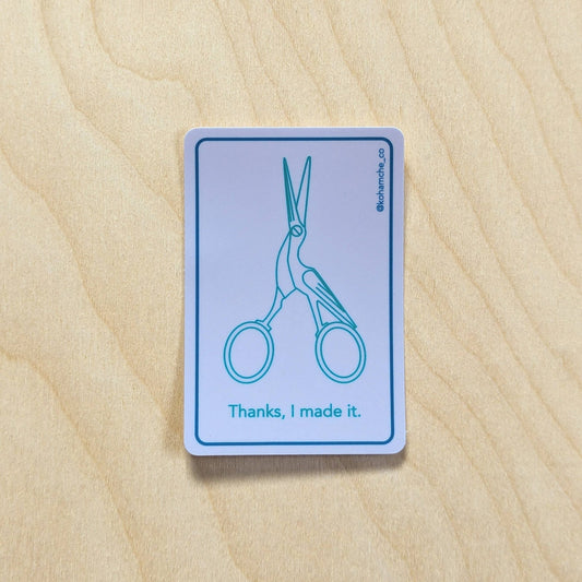 Thanks, I made it - Purple - Stickers for Fiber Artists - homesewn