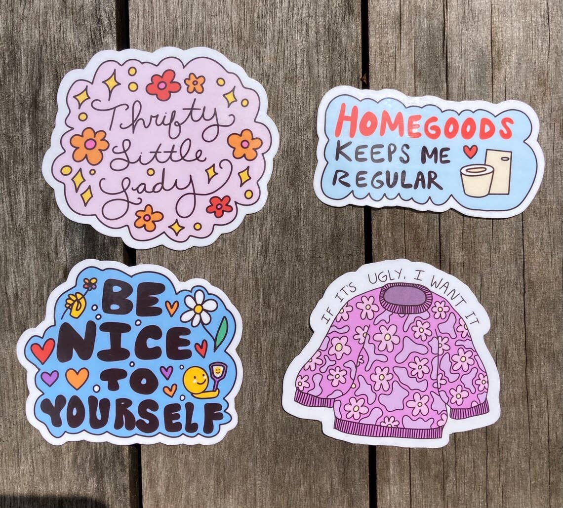 Thrifting Quote Waterproof Sticker | Ugly Sweater Cute - homesewn