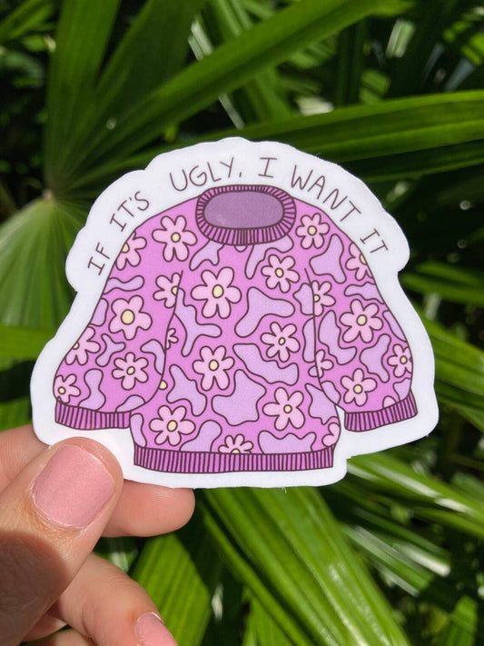 Thrifting Quote Waterproof Sticker | Ugly Sweater Cute - homesewn