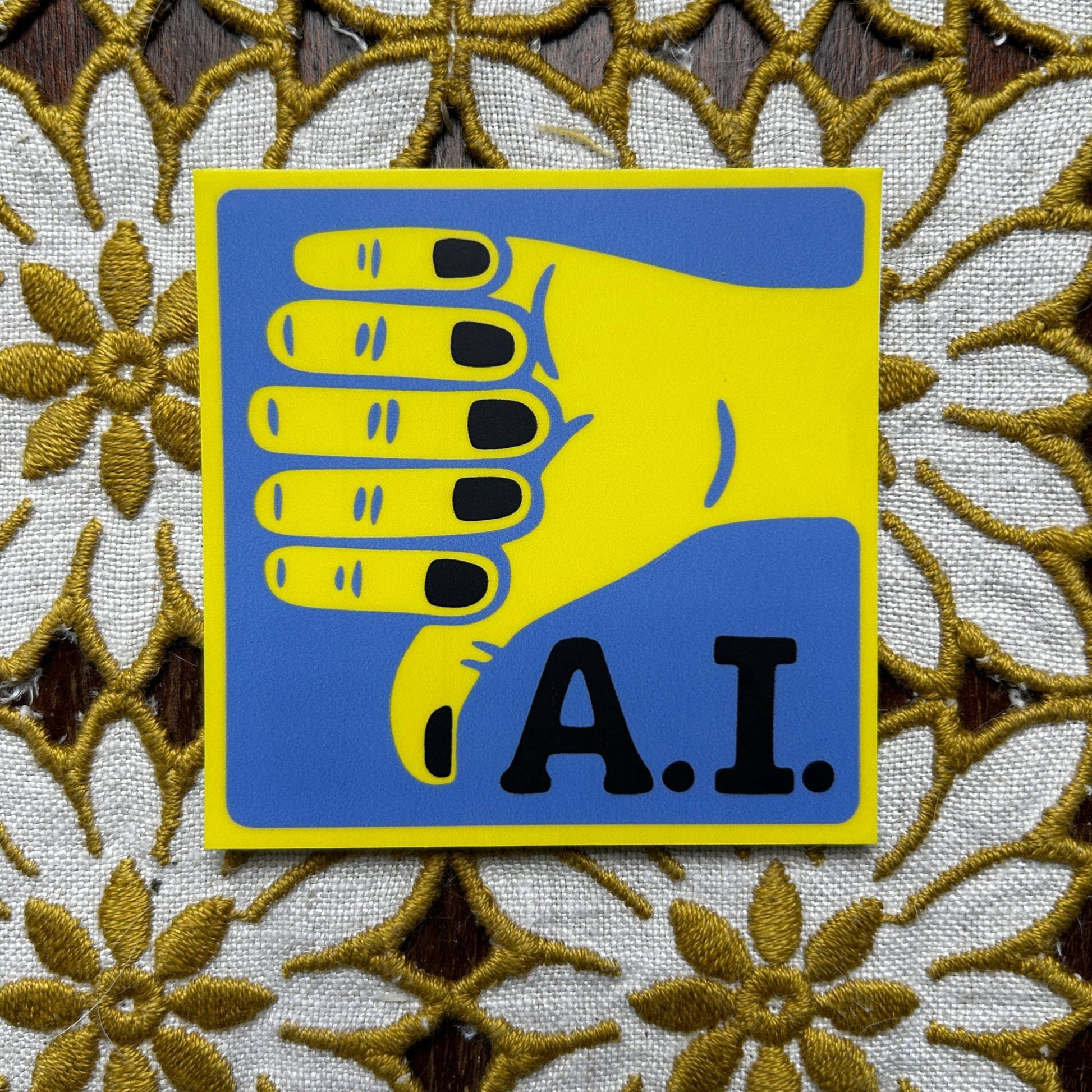 Thumbs Down to AI - Anti - Artificial Intelligence Sticker - homesewn