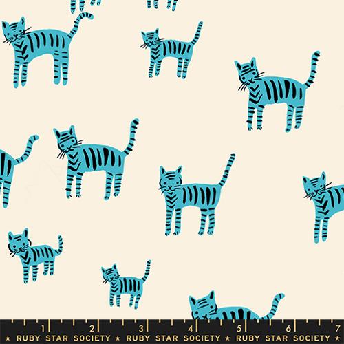 Tiger Stripes - Turquoise - Catnap QUILTING COTTON/POPLIN - homesewn