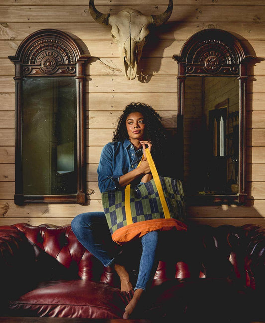 Tile Canvas Tote Bag - Navy - homesewn