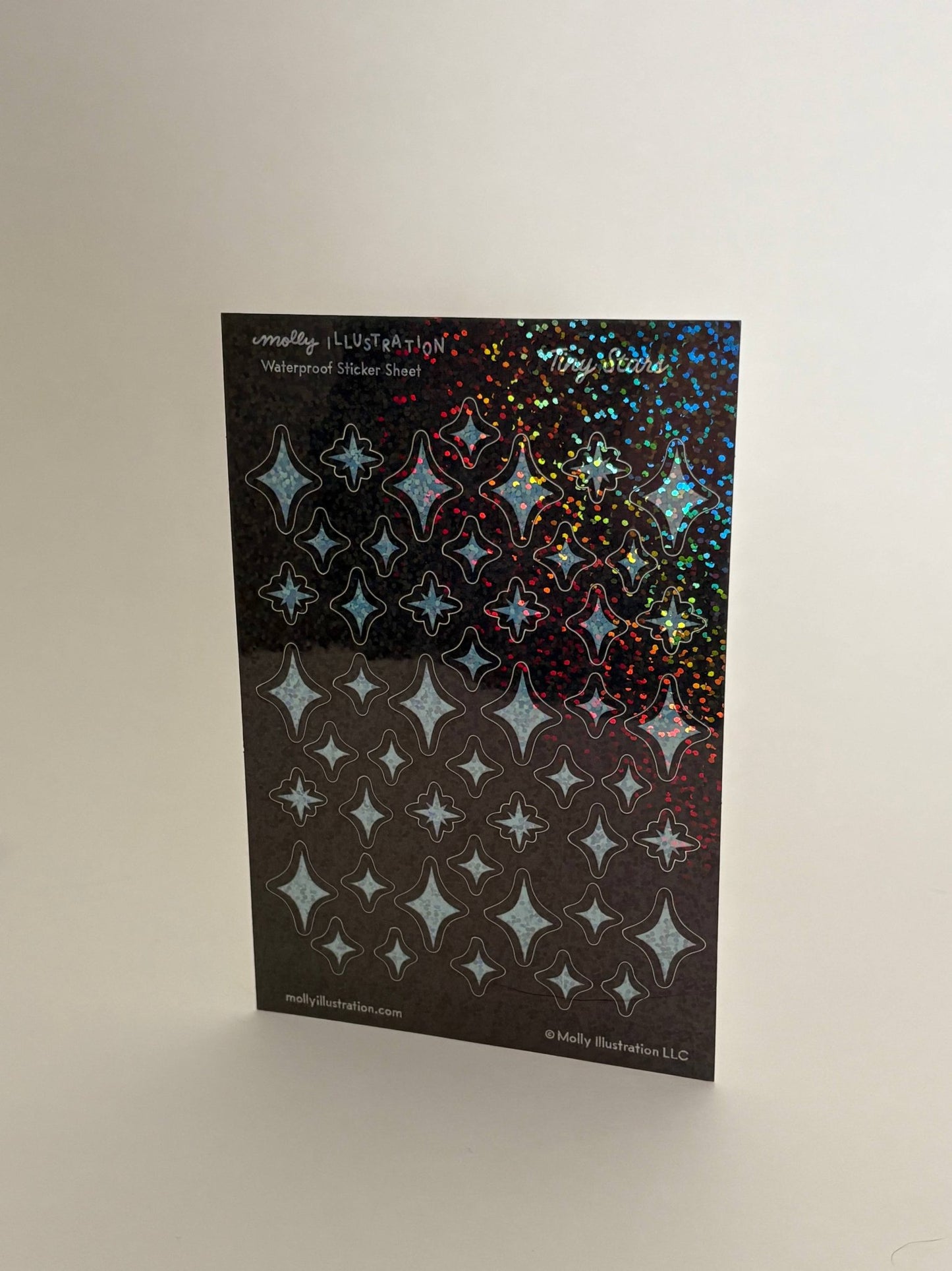 Tiny Stars Rainbow Glitter Waterproof Vinyl Sticker Sheet - homesewn