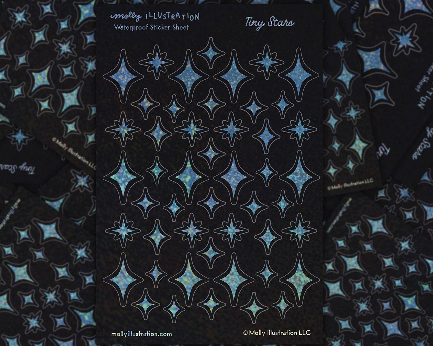 Tiny Stars Rainbow Glitter Waterproof Vinyl Sticker Sheet - homesewn