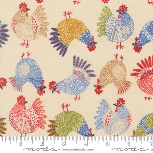 Tossed Chickens - Cloud - The Henhouse - QUILTING COTTON fabric - homesewn