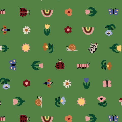 Tulip Creatures ORGANIC - Fern Grove QUILTING COTTON fabric - homesewn