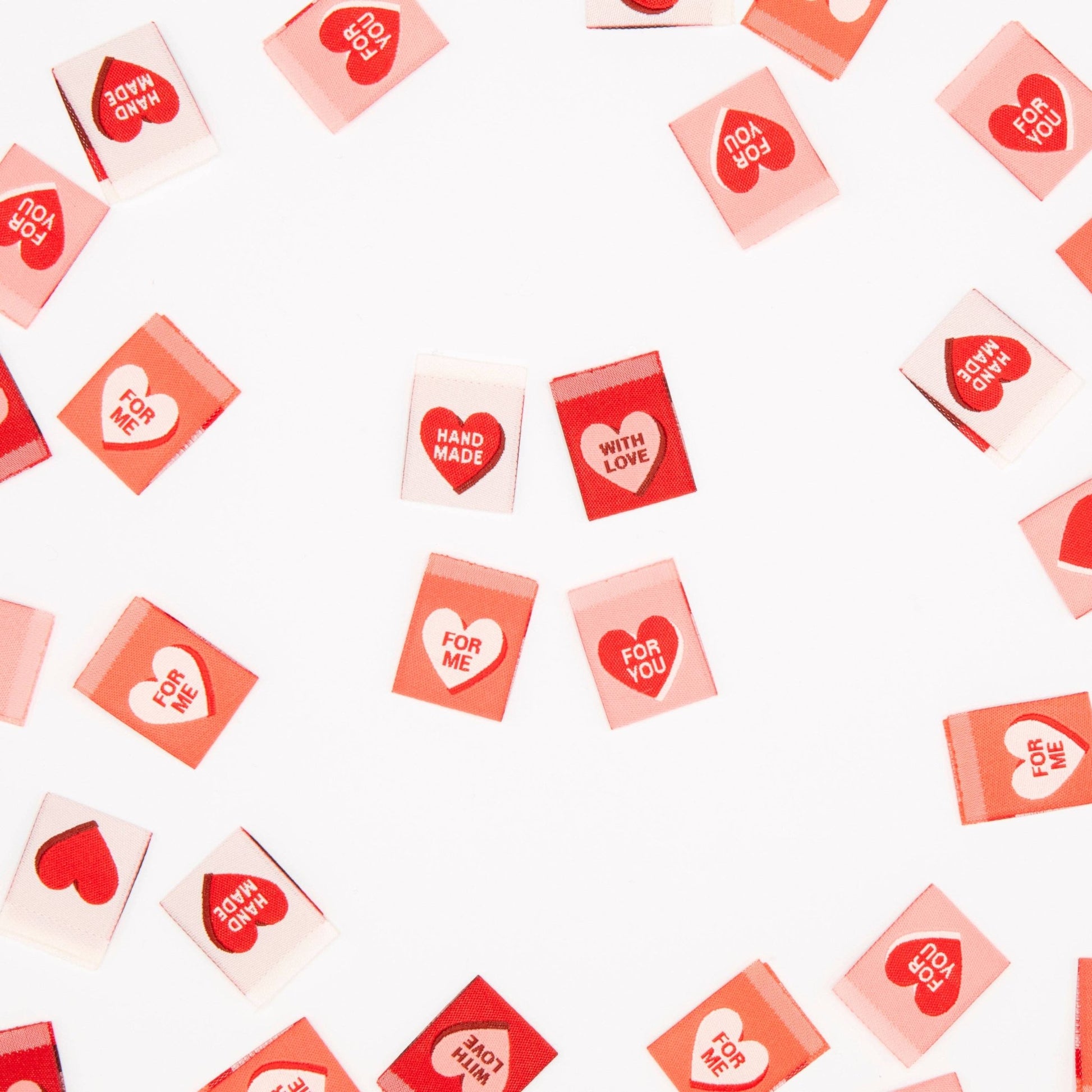 Valentine's Red Candy Heart Woven Labels - homesewn
