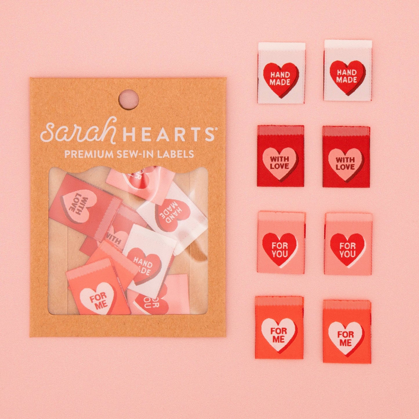 Valentine's Red Candy Heart Woven Labels - homesewn