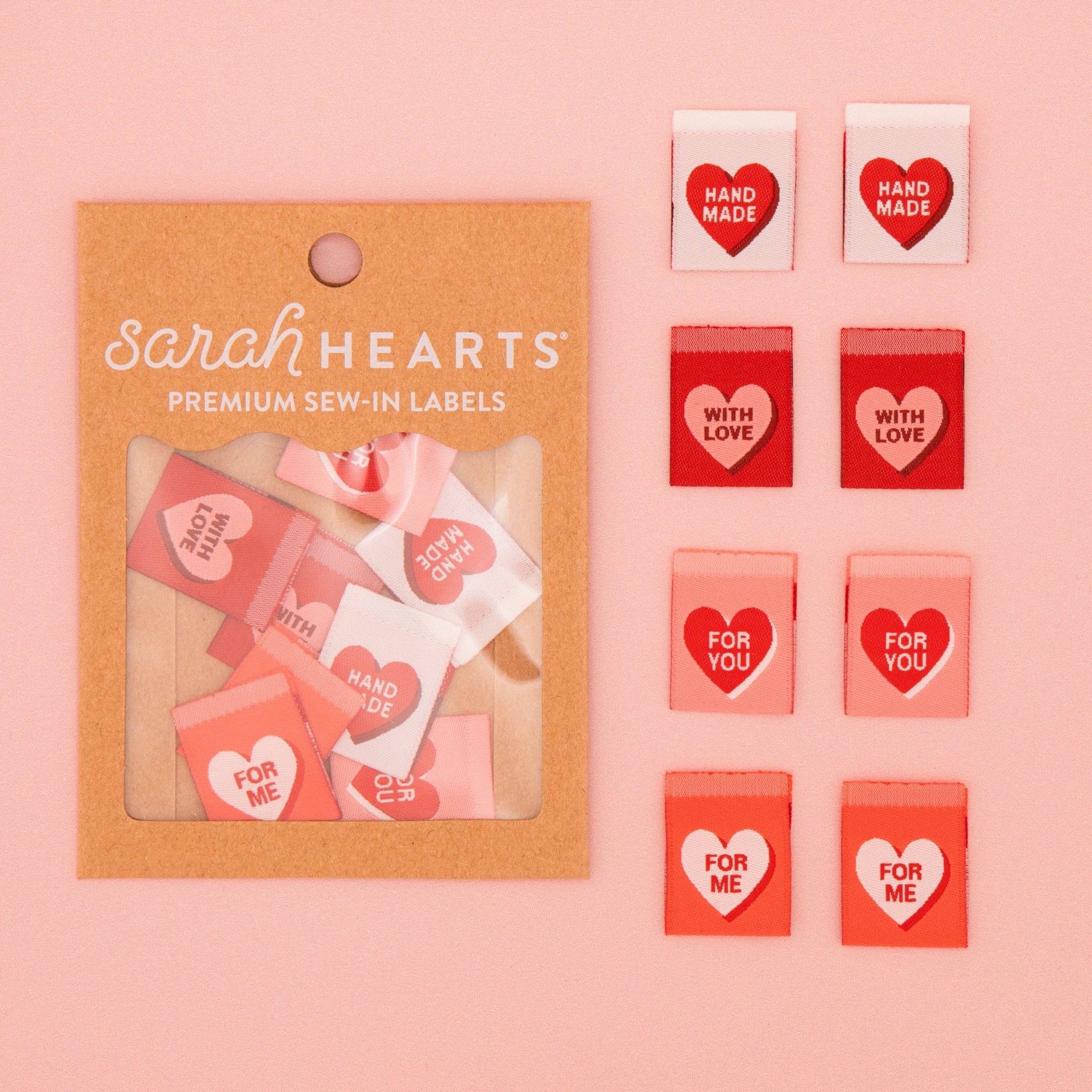 Valentine's Red Candy Heart Woven Labels - homesewn