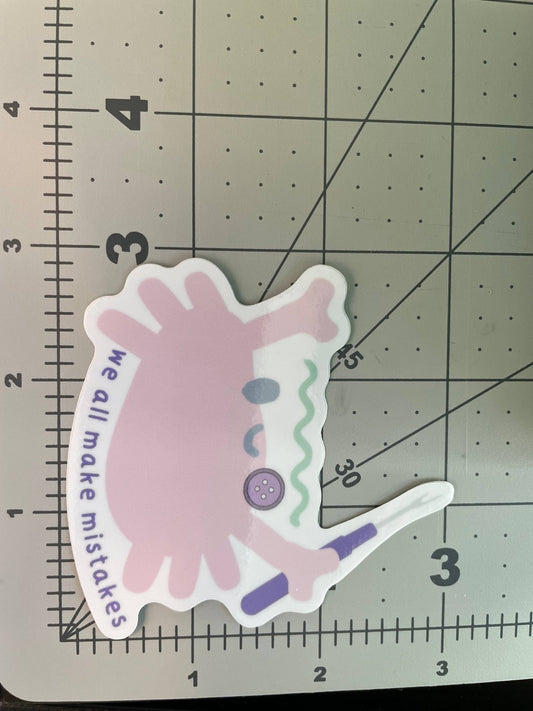 Vinyl Sticker - Sewing Crab We All Make Mistakes Seam Ripper - homesewn