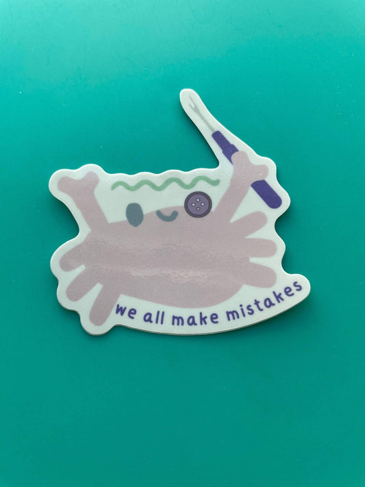 Vinyl Sticker - Sewing Crab We All Make Mistakes Seam Ripper - homesewn