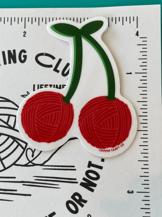 Vinyl Sticker Yarn Cherries Knitting Crochet Spinning Fruit - homesewn