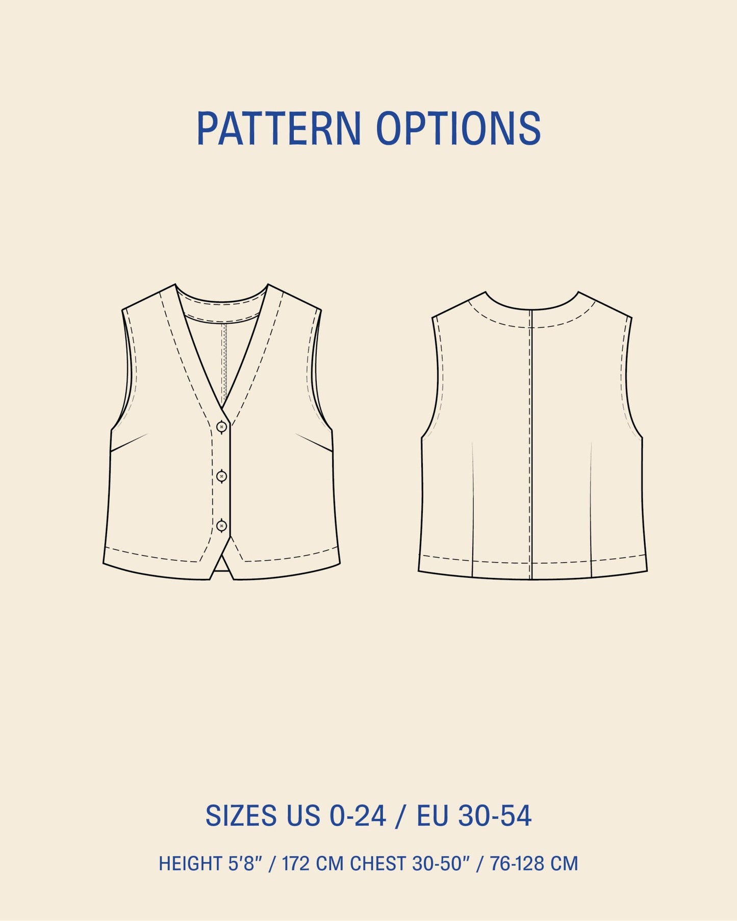 Waistcoat top sewing pattern - PDF PATTERN - homesewn