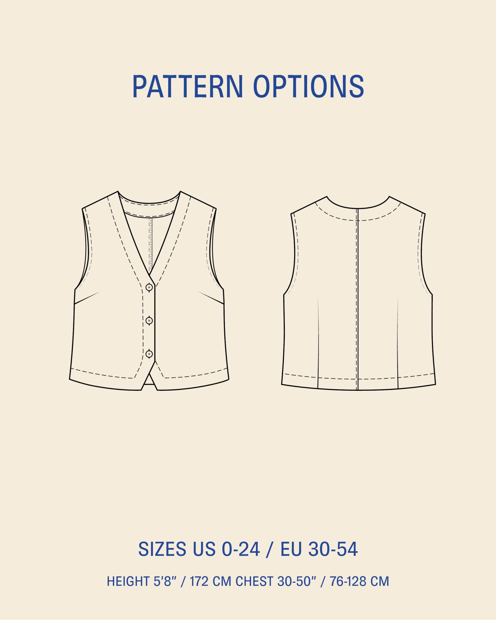 Waistcoat top sewing pattern - PDF PATTERN - homesewn