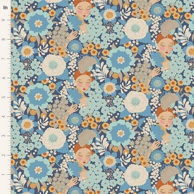 Wallflower Blue - Wallflower Tilda QUILTING COTTON - homesewn