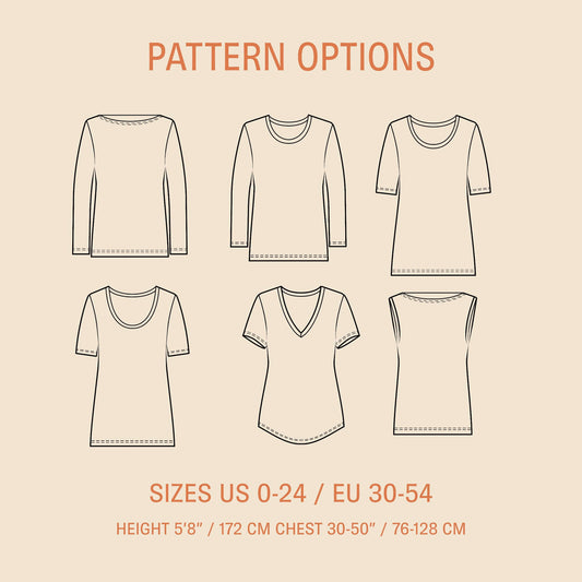 Wardrobe Builder T-shirt sewing pattern PDF DOWNLOAD - homesewn
