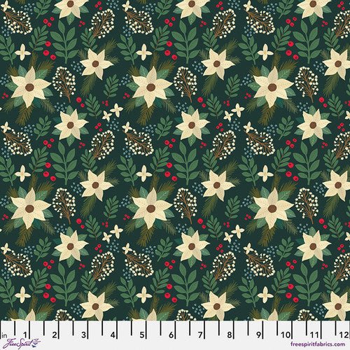 Winter Floral - Green - Christmas Cabin by Mia Charro - homesewn