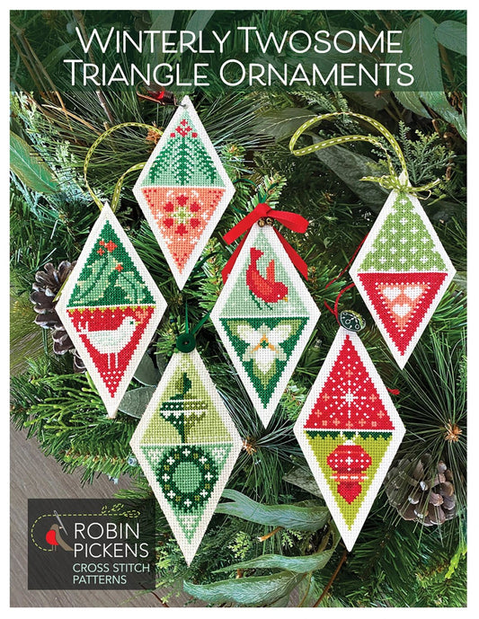 Winterly Twosome Triangle Ornament Cross Stitch Pattern - homesewn