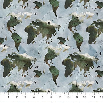 World Map - Vintage - Figo Quilting Cotton - homesewn