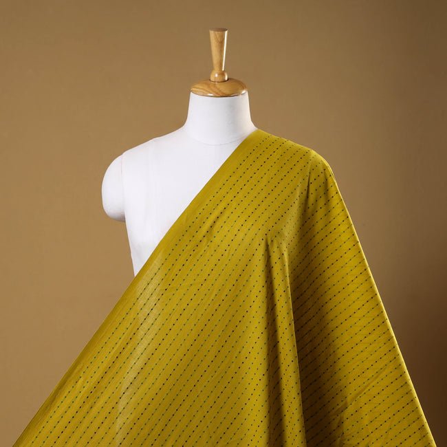 Yellow - Prewashed Cotton Jacquard Weave Fabric - homesewn