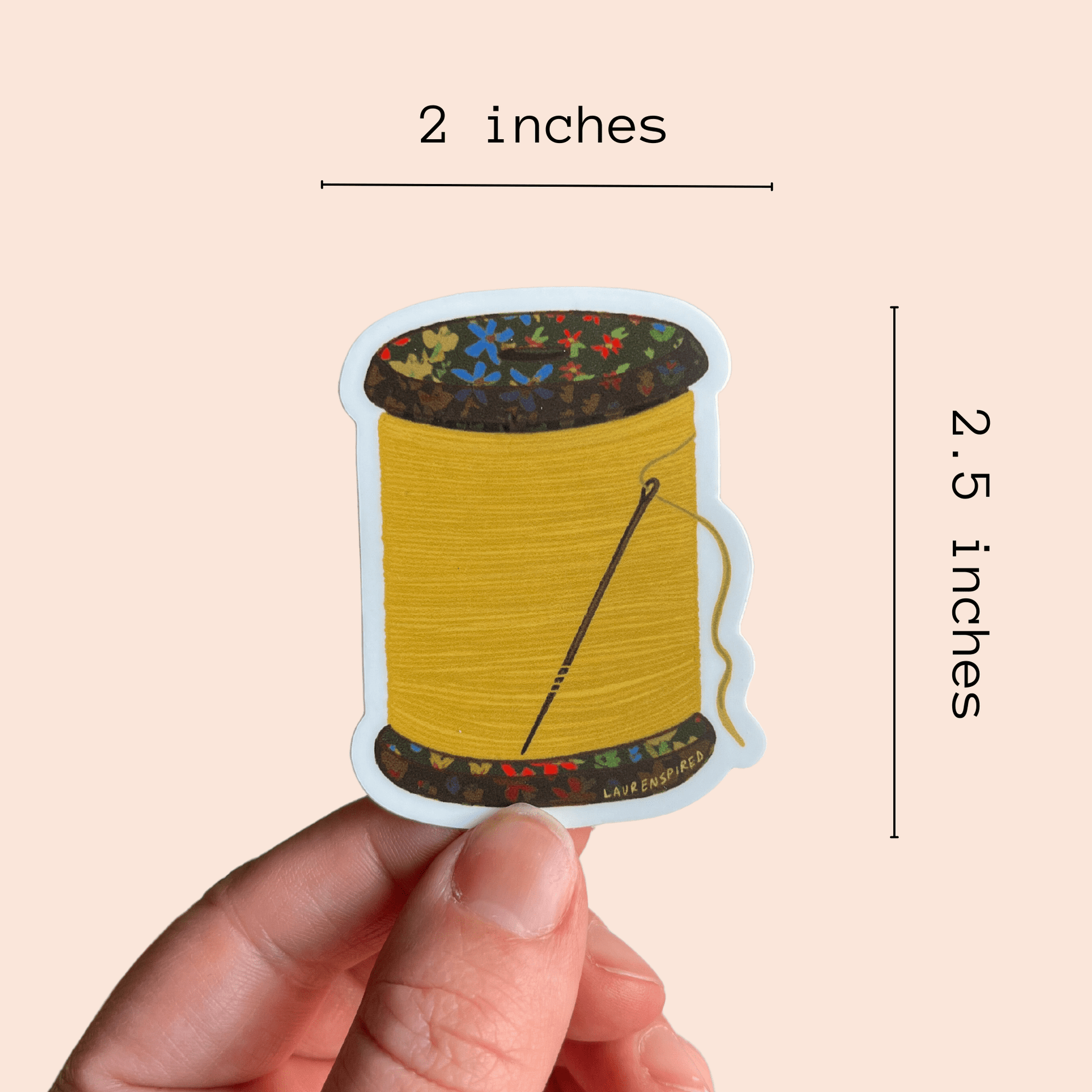 Yellow Spool of Thread Vinyl Stickers, Quilt Sewing Sticker - homesewn
