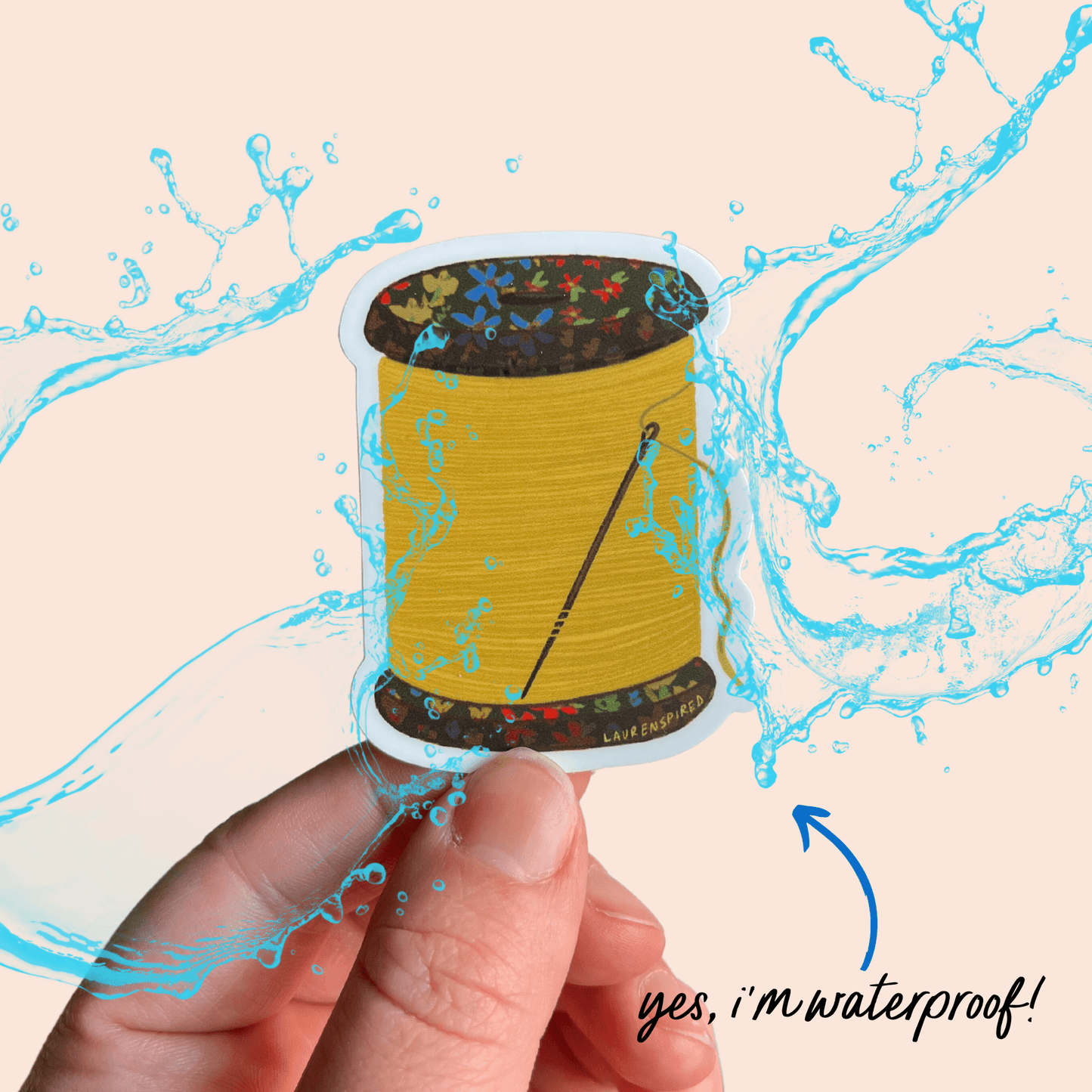 Yellow Spool of Thread Vinyl Stickers, Quilt Sewing Sticker - homesewn