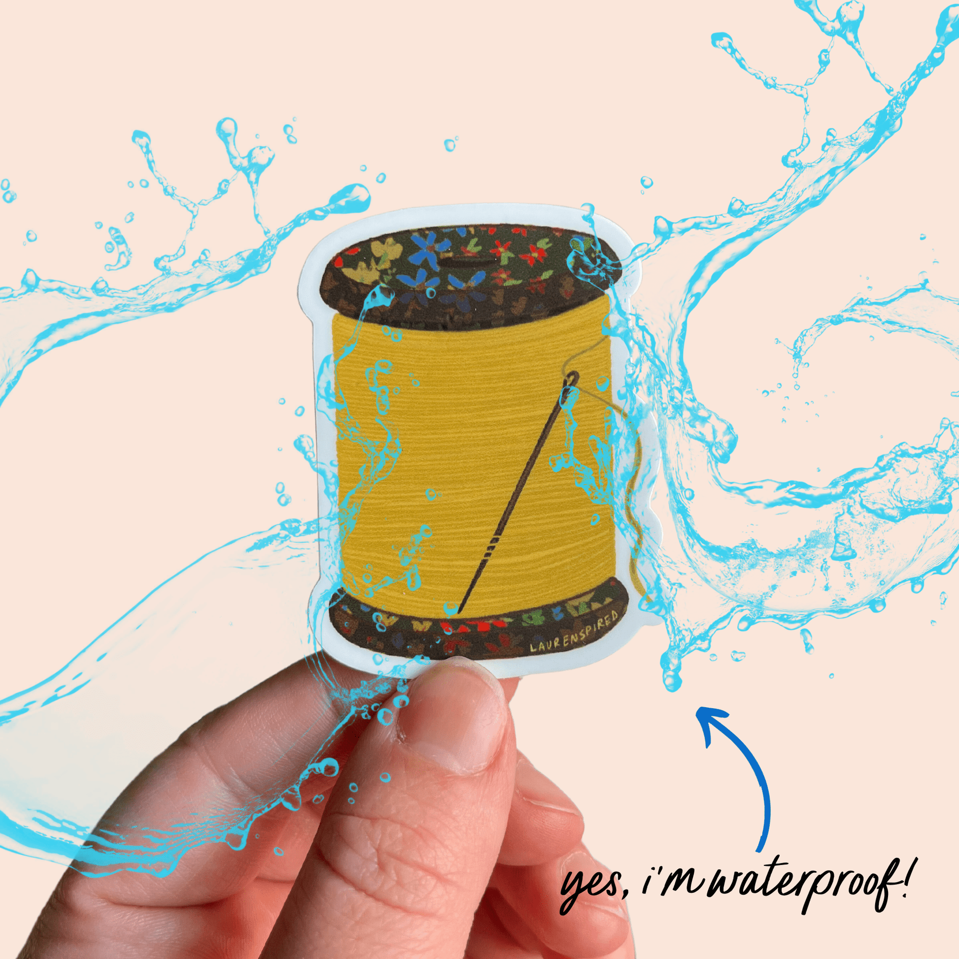 Yellow Spool of Thread Vinyl Stickers, Quilt Sewing Sticker - homesewn