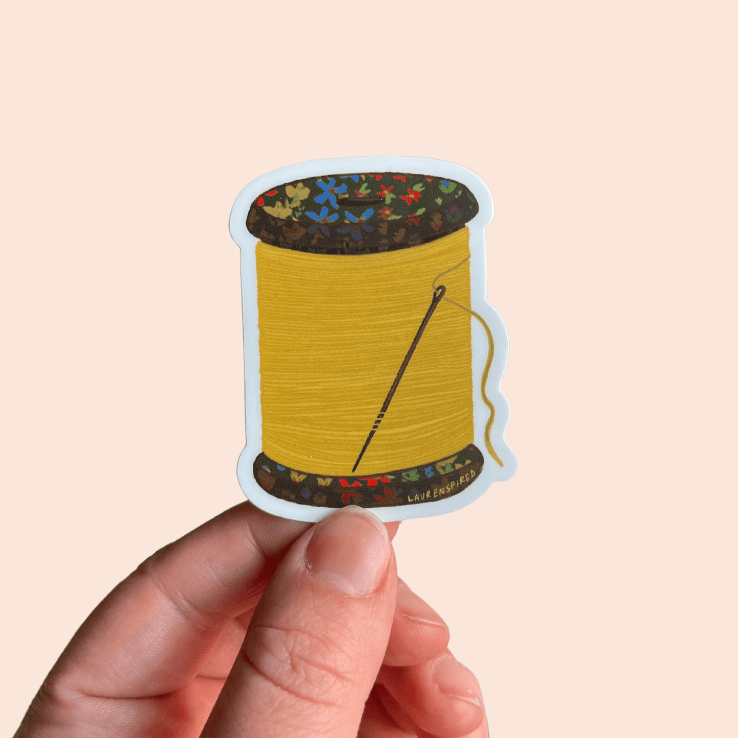 Yellow Spool of Thread Vinyl Stickers, Quilt Sewing Sticker - homesewn