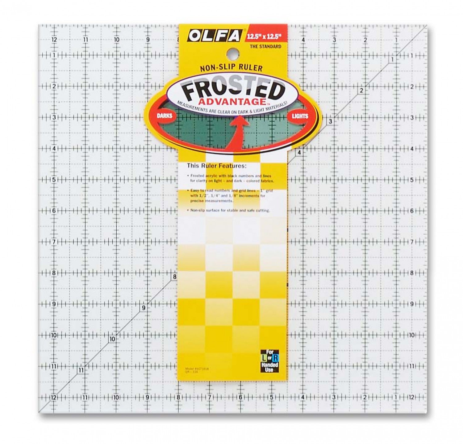 Frosted Acrylic Ruler 12-1/2in x 12-1/2in The Standard - homesewn