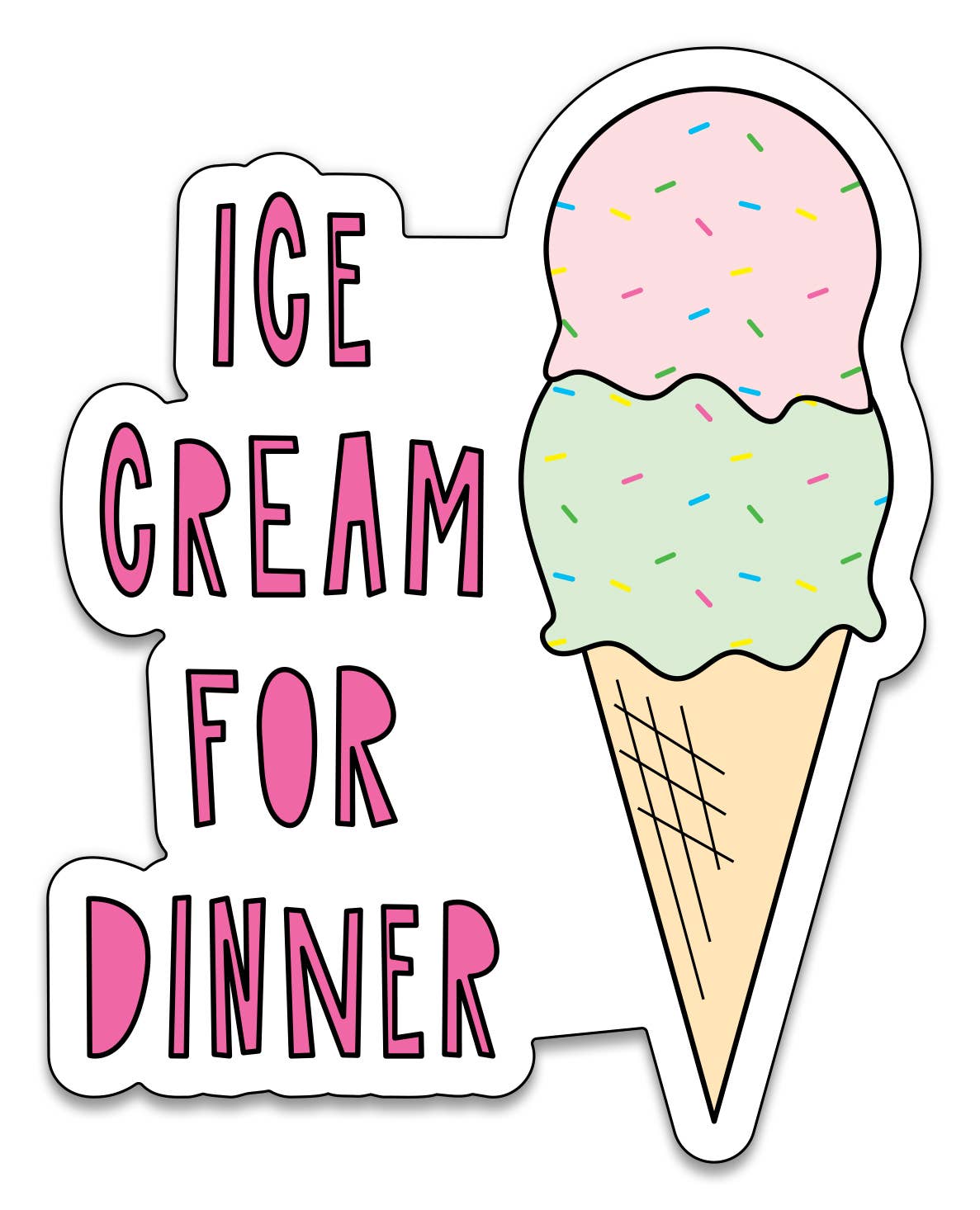 Ice Cream for Dinner - 3" vinyl sticker - homesewn