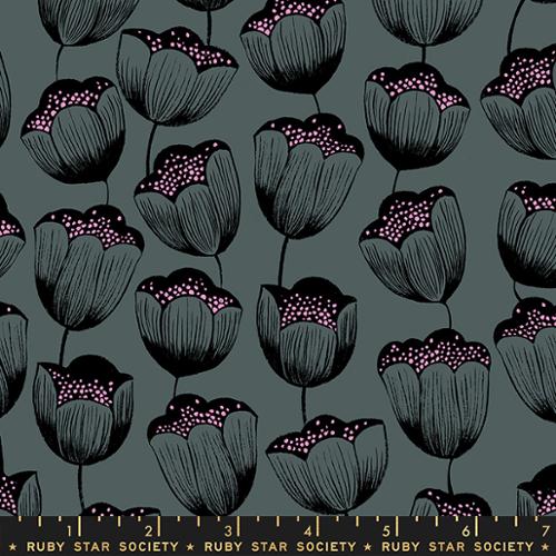 Magic Tulips - Dark Grey - Firefly - homesewn