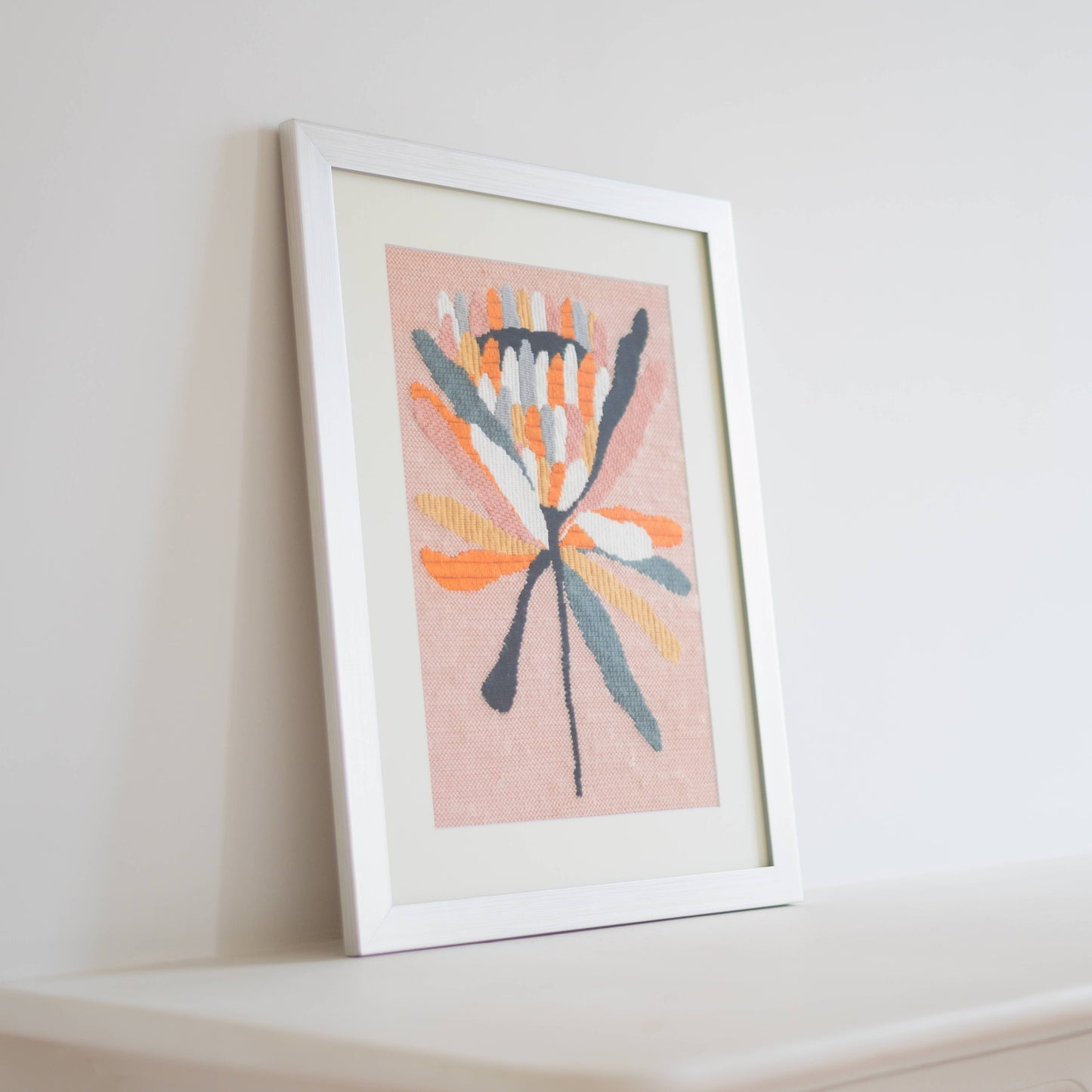 Pink Ice Protea Needlepoint Kit | DIY Embroidery - homesewn
