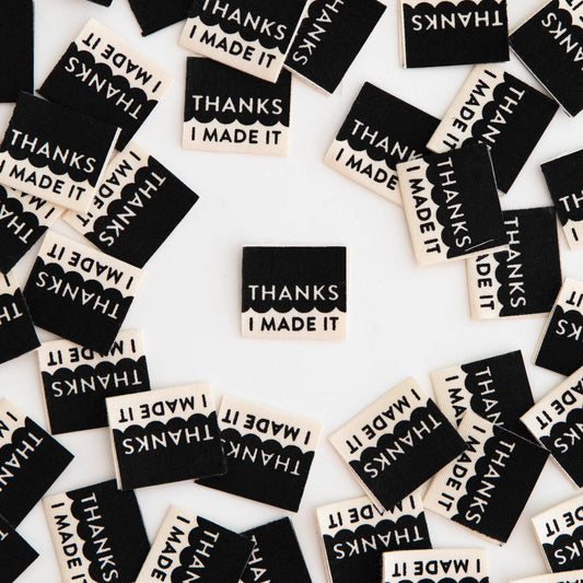 Thanks I Made It Organic Cotton - Sewing Woven Label Tags - homesewn