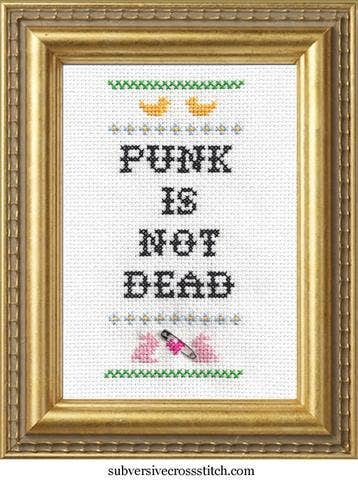 Punk Is Not Dead (w/ tiny safety pin!) Cross Stitch Kit - homesewn