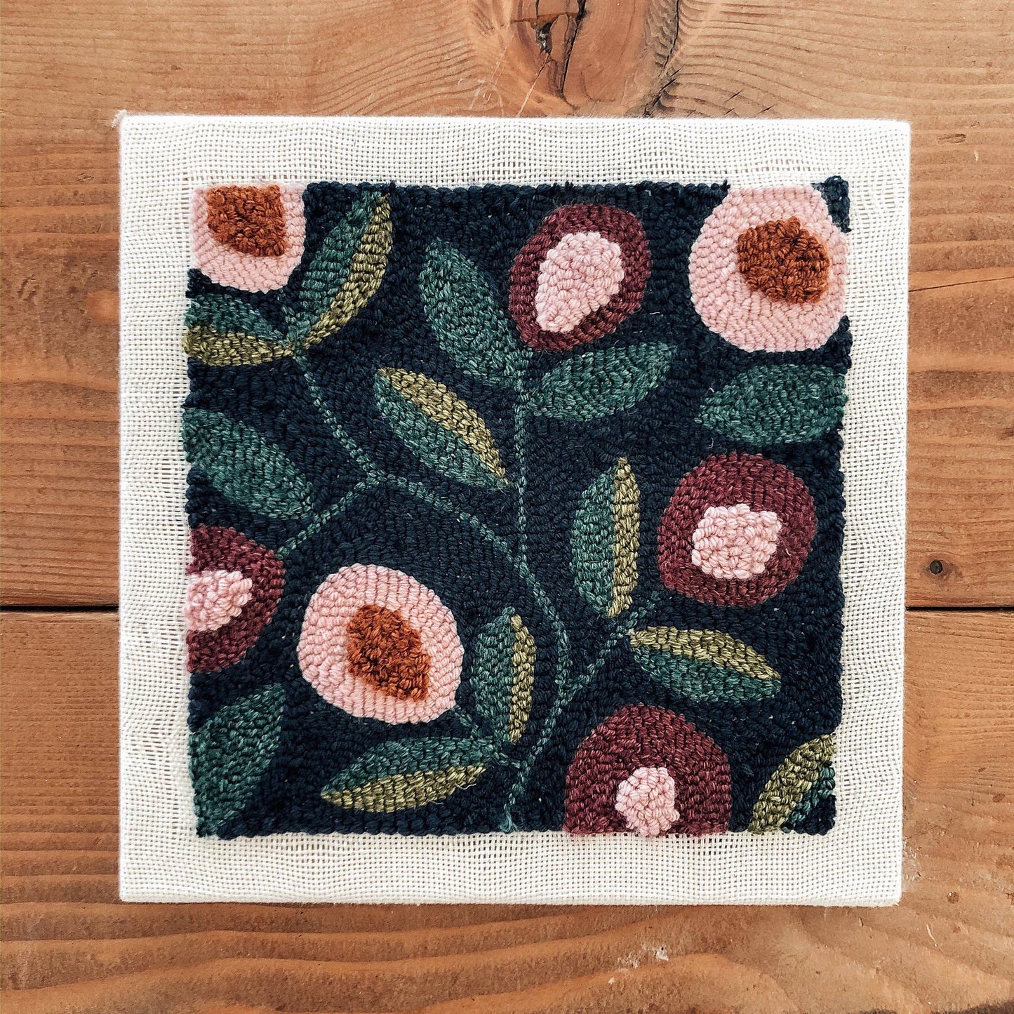 Fall Floral & Vines Square Punch Needle Kit - homesewn