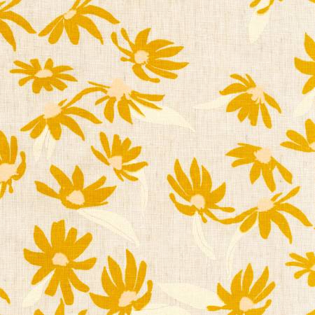 Flowers - Yellow - 55 linen/45 cotton - Around the Bend - homesewn