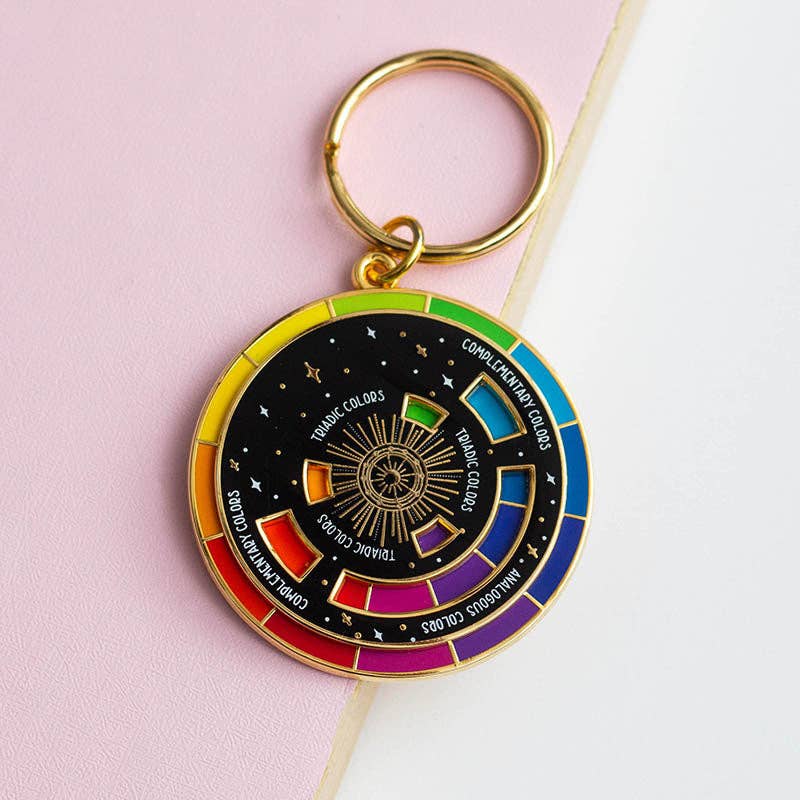 Color Wheel© Enamel Keychain, Artist Gift, Spinner Pin - homesewn