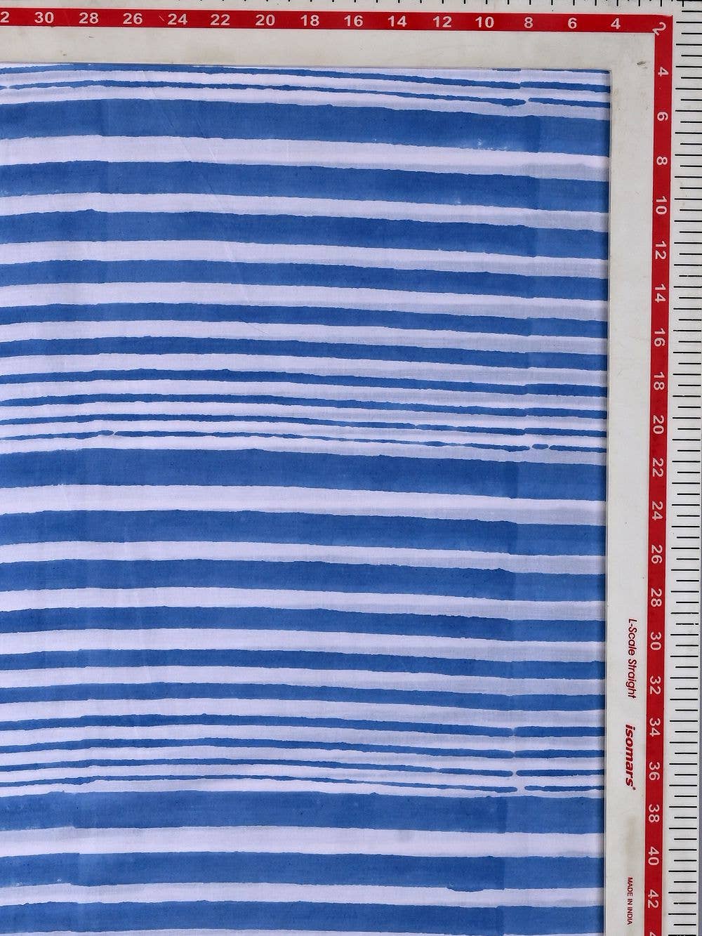 Hand Block Printed - blue stripe - homesewn