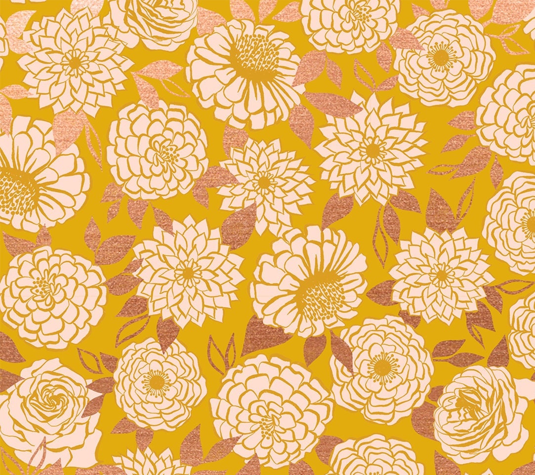 Sparkle Floral - Goldenrod Metallic - Stay Gold - homesewn