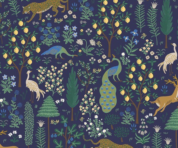 Menagerie - Navy Metallic - Rifle Paper Co. Camont - homesewn