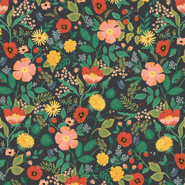 Botanical Floral - Black - Rifle Paper Co. Camont - homesewn