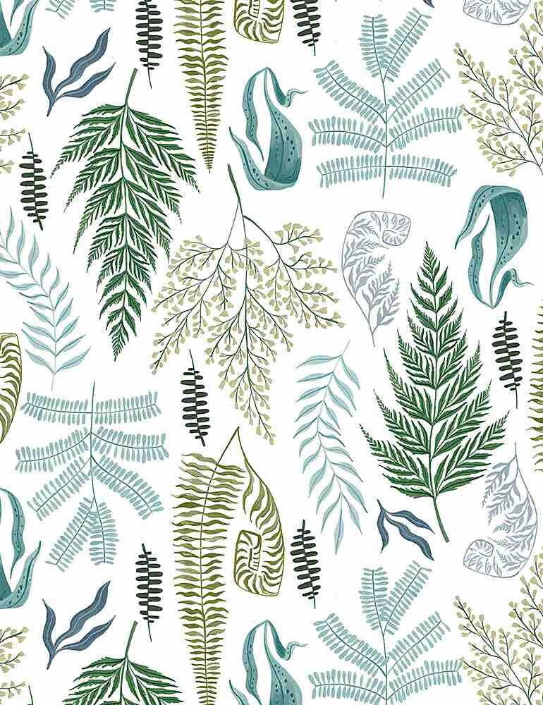 Fronds and Felines - Fronds - White - homesewn
